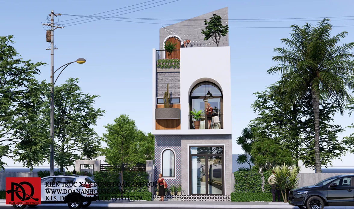 Thiết kế nhà phố hiện đại 3 tầng tại Phan Thiết- Thi công trọn gói 850 triệu _ MS21